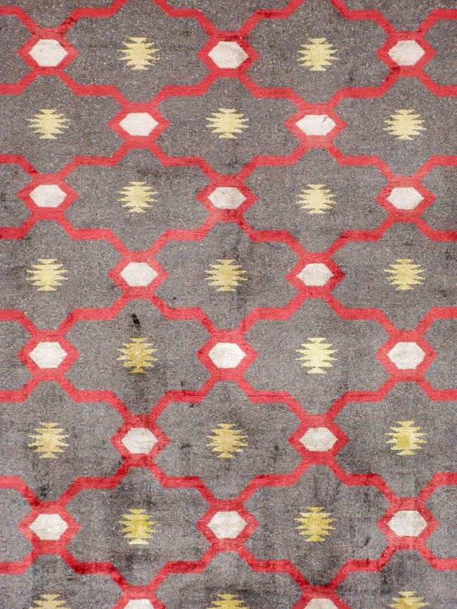 Vintage Indian Silk Agra Room Size Carpet, No.24652 - Staging