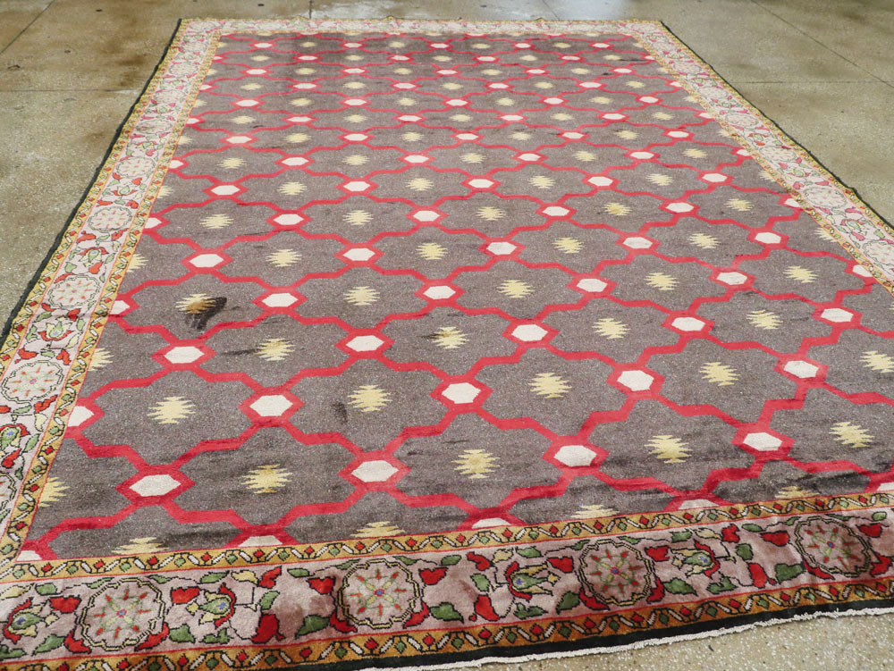 Vintage Indian Silk Agra Room Size Carpet, No.24652 - Staging