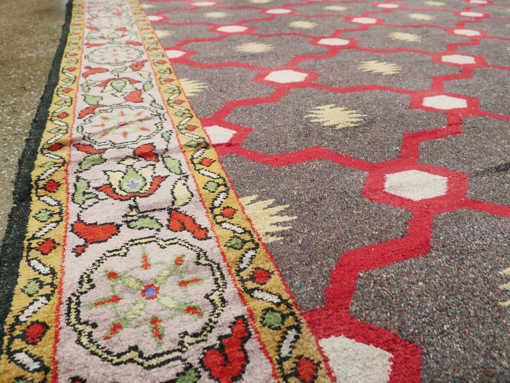 Vintage Indian Silk Agra Room Size Carpet, No.24652 - Staging