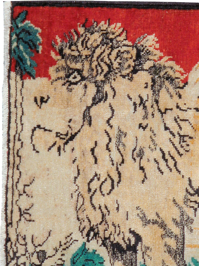 Vintage Persian Hamadan Pictorial Rug (Pair: 1 of 2), No.24658 - Staging