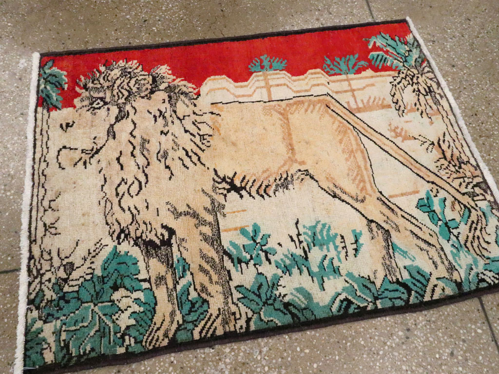 Vintage Persian Hamadan Pictorial Rug (Pair: 1 of 2), No.24658 - Staging