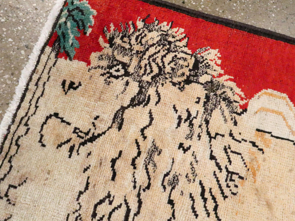 Vintage Persian Hamadan Pictorial Rug (Pair: 1 of 2), No.24658 - Staging