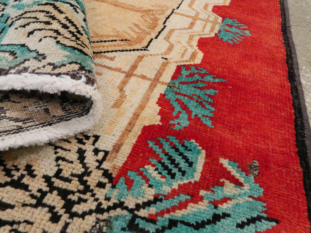 Vintage Persian Hamadan Pictorial Rug (Pair: 1 of 2), No.24658 - Staging