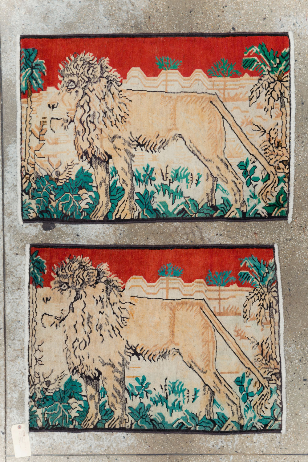 Vintage Persian Hamadan Pictorial Rug (Pair: 1 of 2), No.24658 - Staging