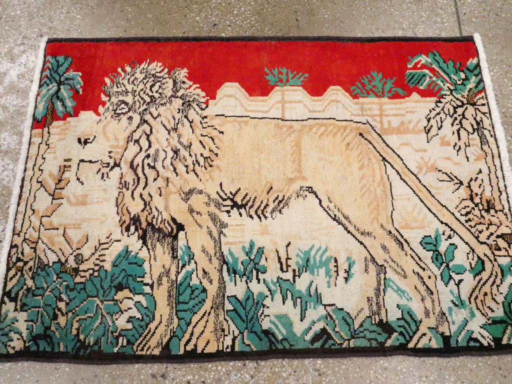 Vintage Persian Hamadan Pictorial Rug (Pair: 2 of 2), No.24659 - Staging