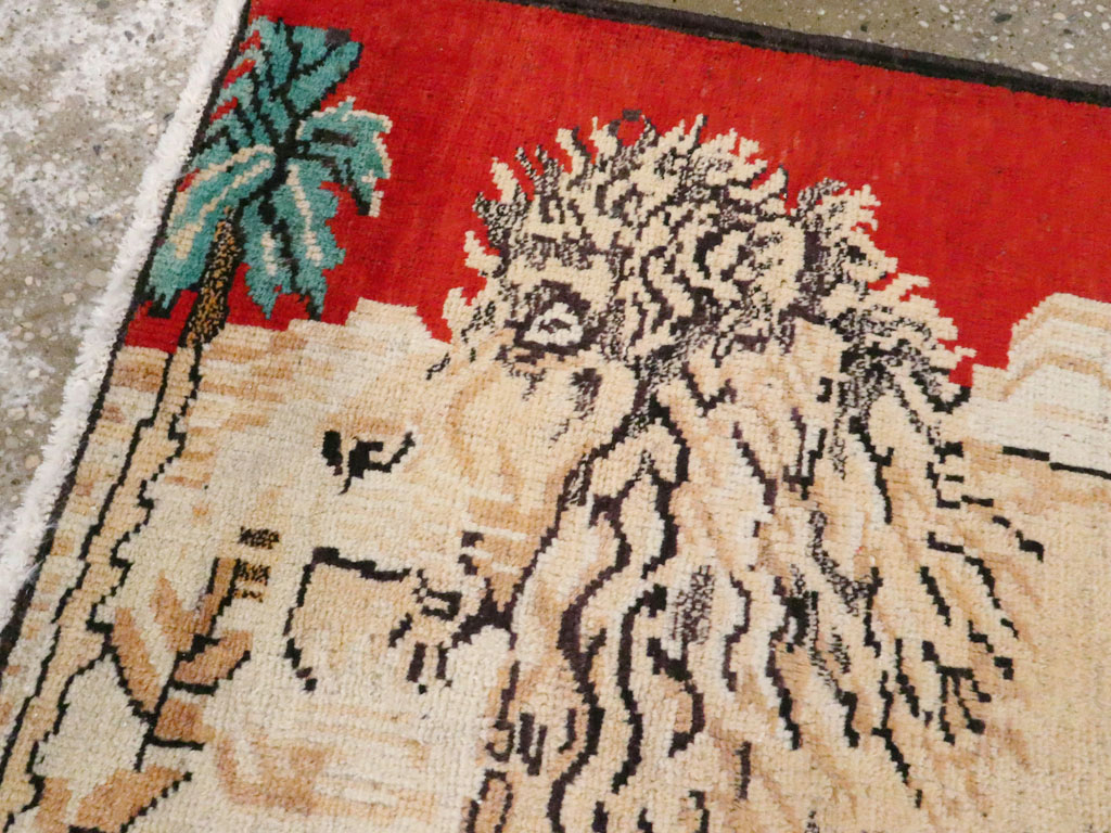 Vintage Persian Hamadan Pictorial Rug (Pair: 2 of 2), No.24659 - Staging