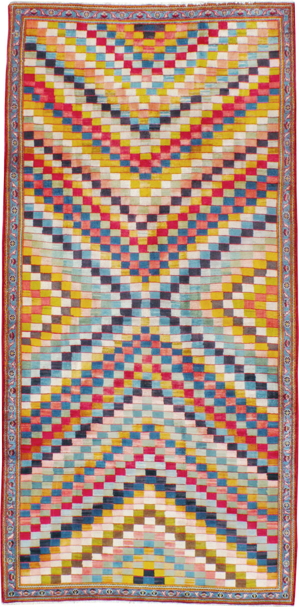 Vintage Persian Kashan Art Deco Rug, No.24661 - Staging