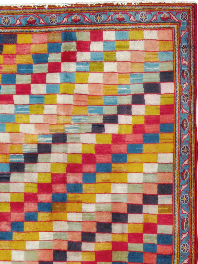 Vintage Persian Kashan Art Deco Rug, No.24661 - Staging