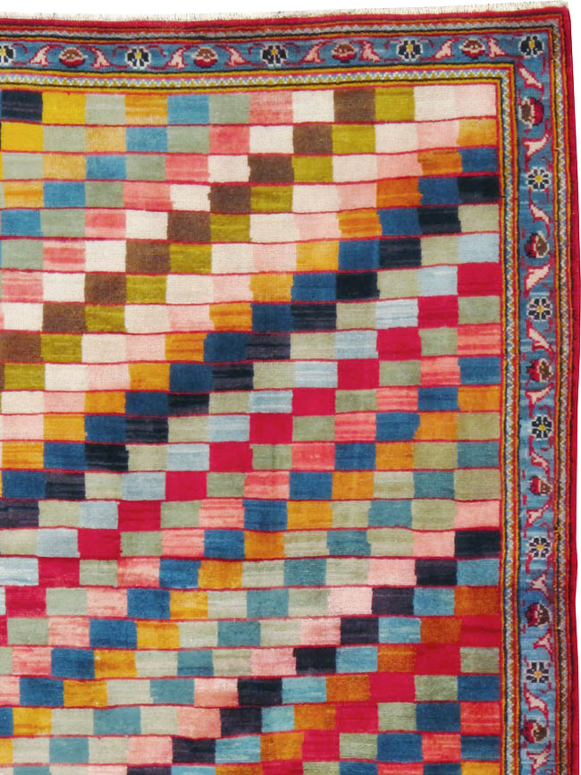 Vintage Persian Kashan Art Deco Rug, No.24661 - Staging