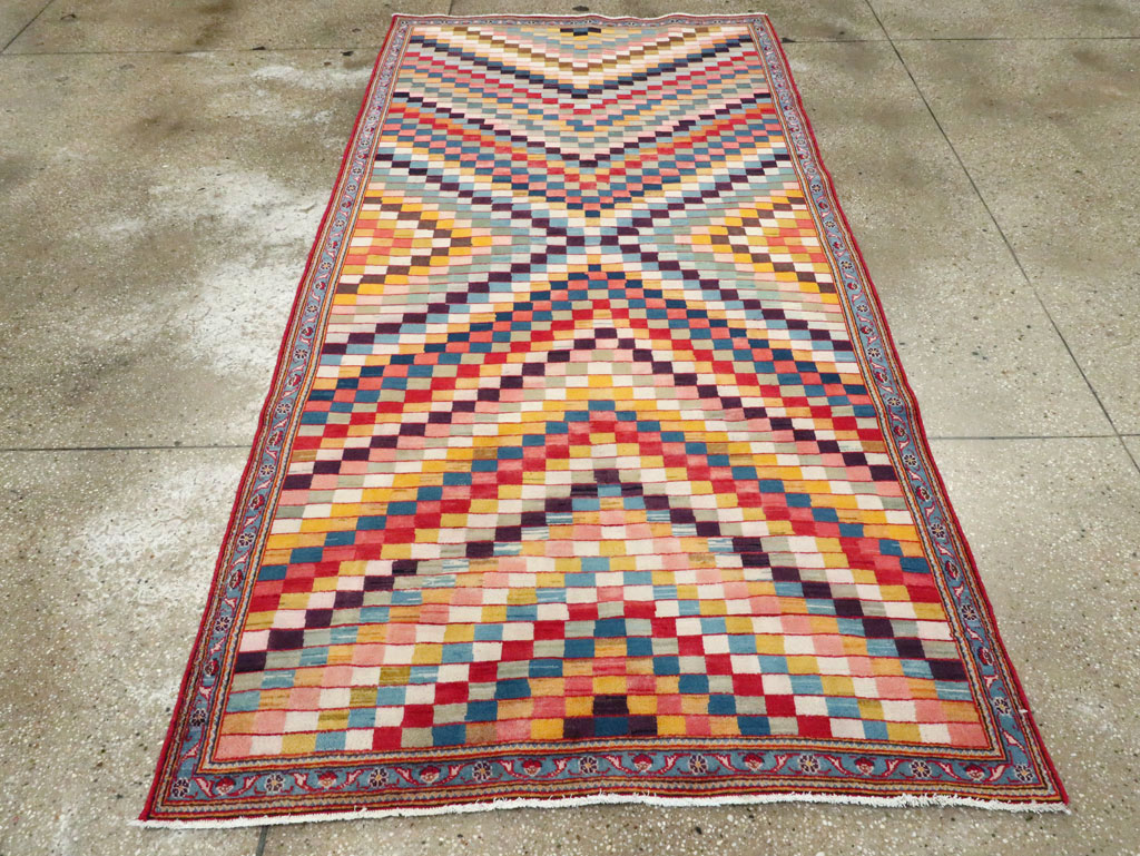 Vintage Persian Kashan Art Deco Rug, No.24661 - Staging