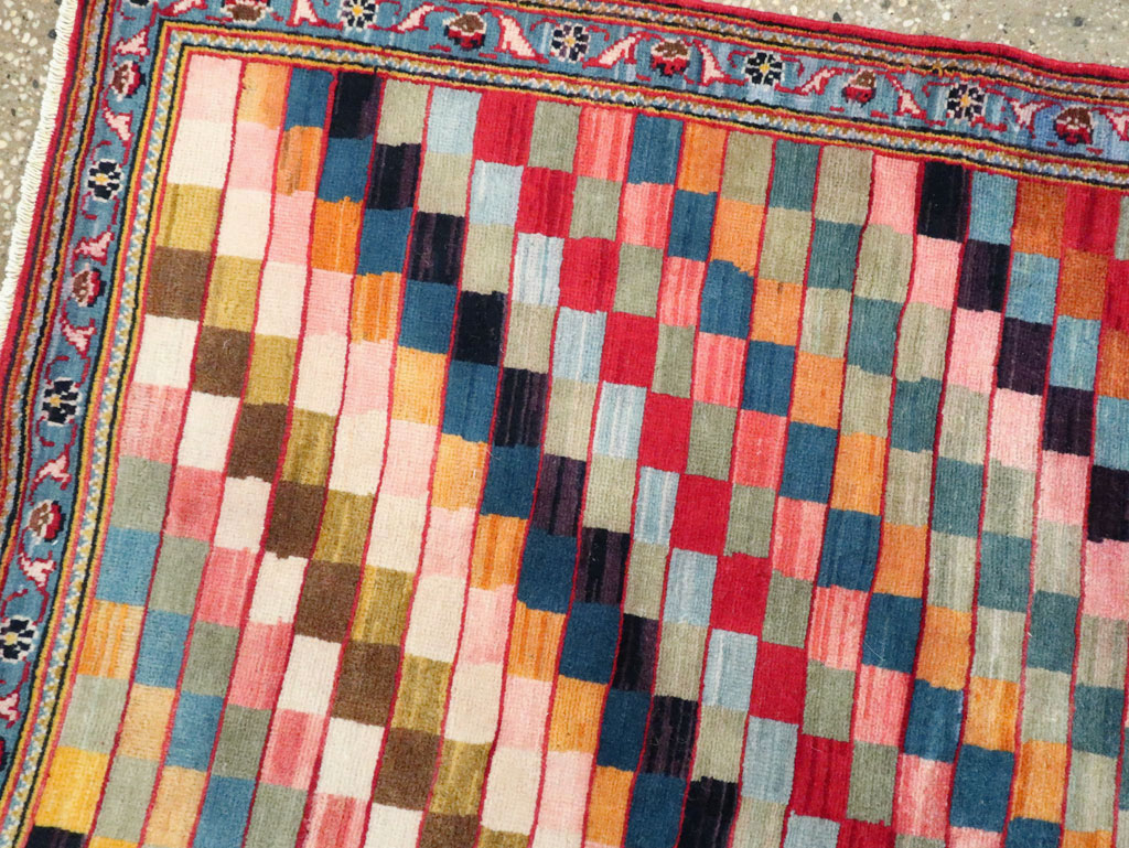 Vintage Persian Kashan Art Deco Rug, No.24661 - Staging