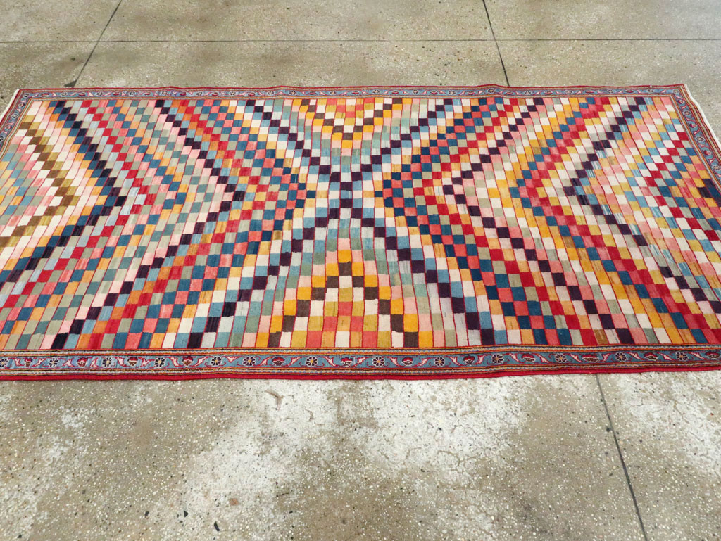 Vintage Persian Kashan Art Deco Rug, No.24661 - Staging