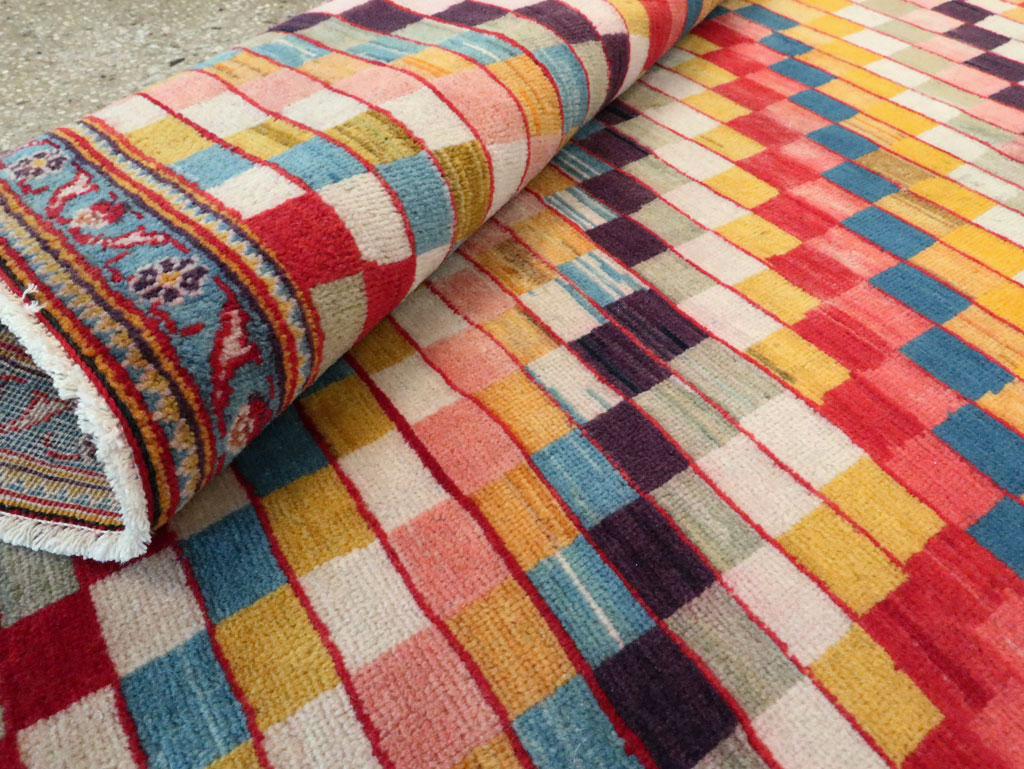 Vintage Persian Kashan Art Deco Rug, No.24661 - Staging