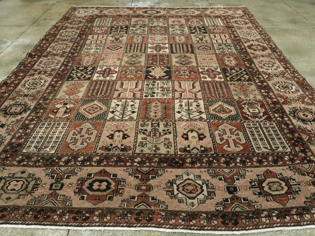 Vintage Persian Bakhtiari Room Size Rug, No.24672 - Staging