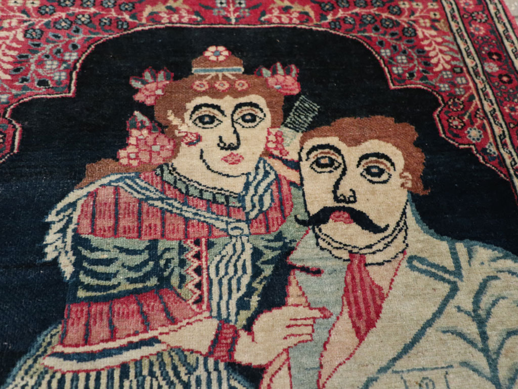 Antique Persian Mashad Pictorial Rug, No.24693 - Staging