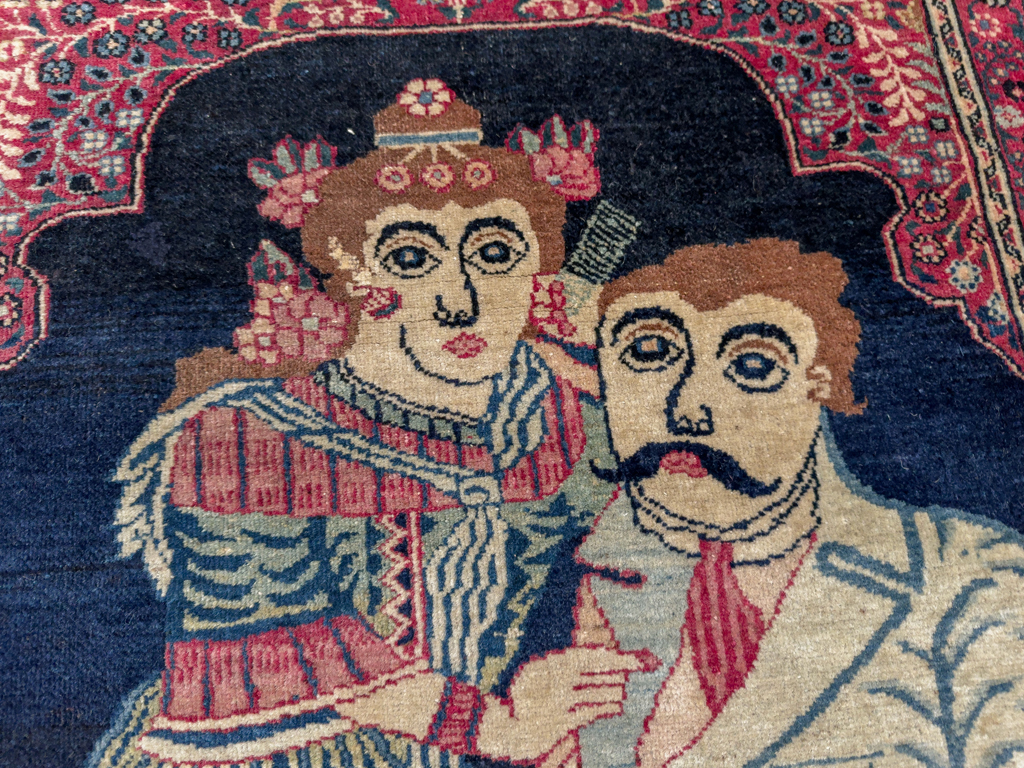 Antique Persian Mashad Pictorial Rug, No.24693 - Staging