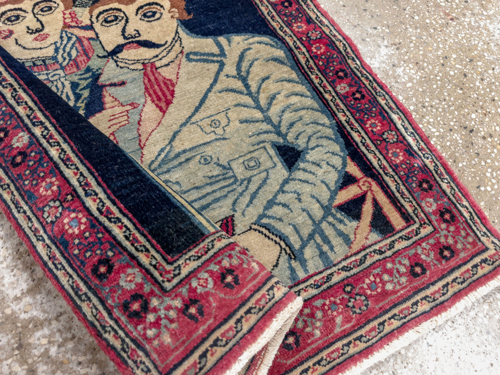 Antique Persian Mashad Pictorial Rug, No.24693 - Staging