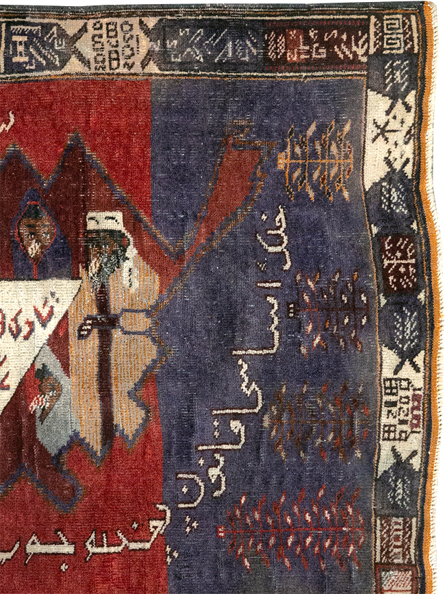 Vintage Persian Baluch Pictorial Rug, No.24702 - Staging