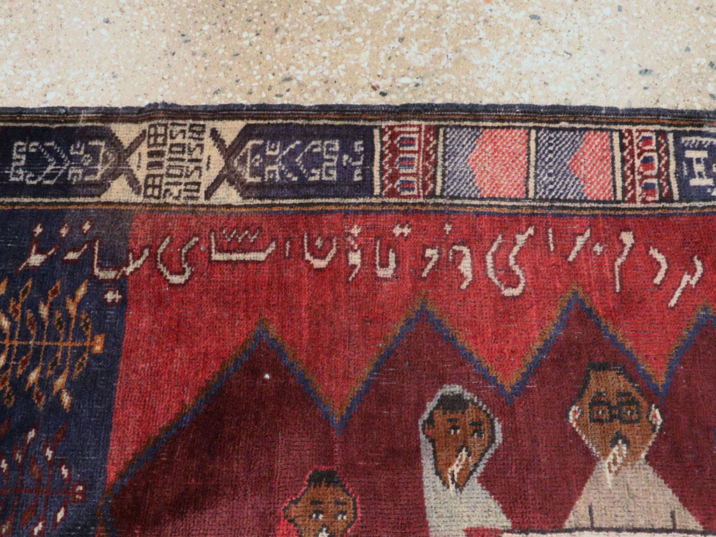 Vintage Persian Baluch Pictorial Rug, No.24702 - Staging