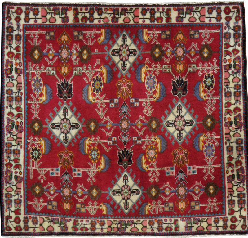 Vintage Persian Shiraz Square Rug (Pair: 1 of 4), No.24741 - Staging