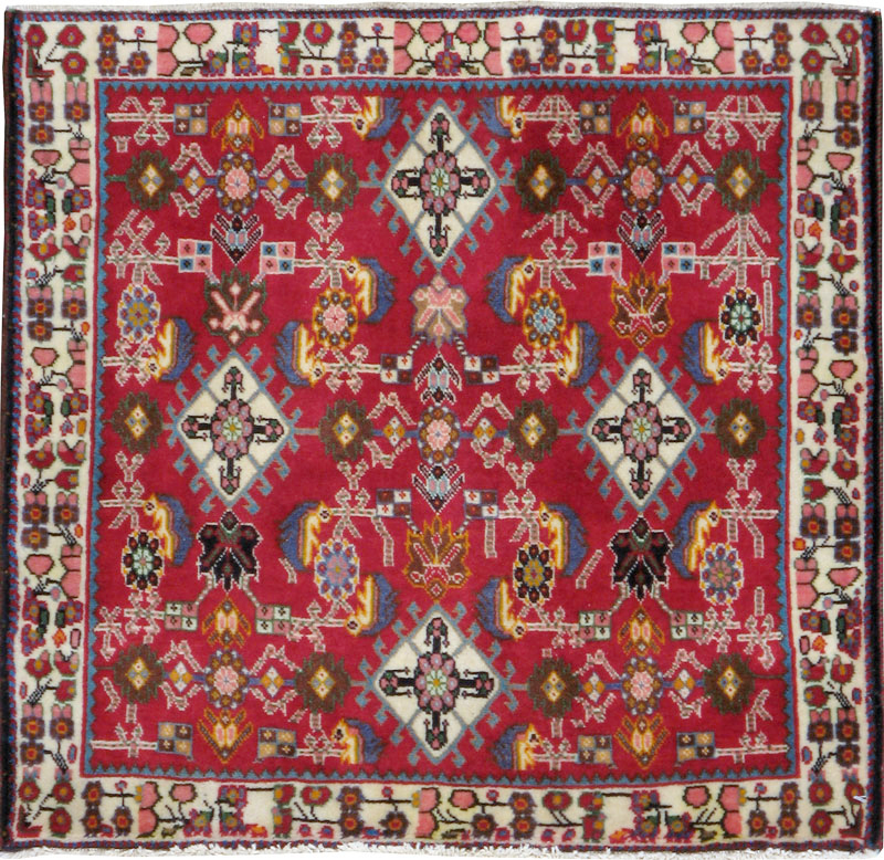 Vintage Persian Shiraz Square Rug (Pair: 2 of 4), No.24742 - Staging