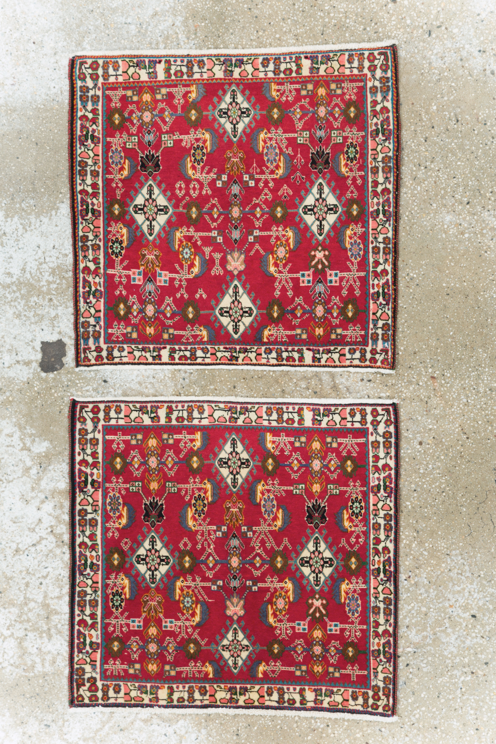 Vintage Persian Shiraz Square Rug (Pair: 2 of 4), No.24742 - Staging