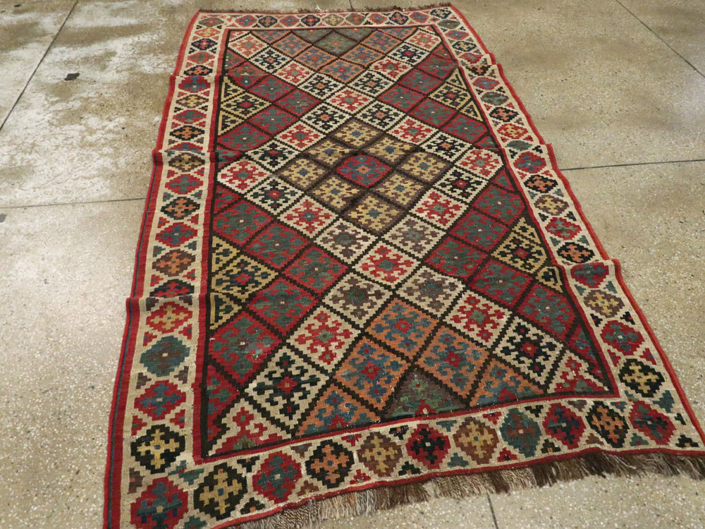 Antique Persian Flat-weave Kilim, No.24747 - Staging