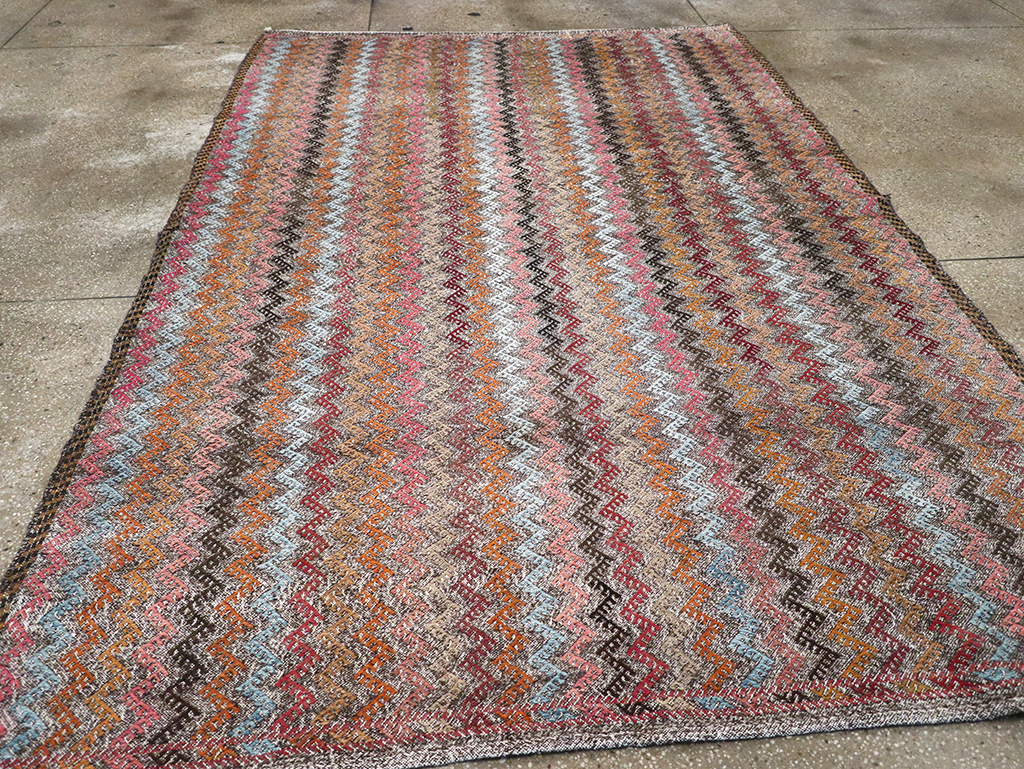 Vintage Turkish Flatweave Kilim, No.24800 - Staging
