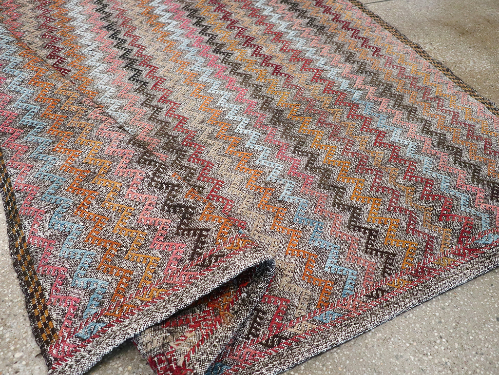 Vintage Turkish Flatweave Kilim, No.24800 - Staging