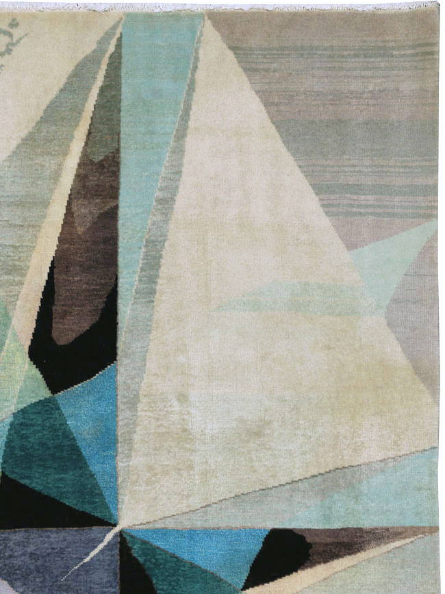 Vintage Persian Kashan Art Deco Carpet, No.24818 - Staging