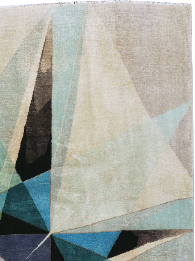 Vintage Persian Kashan Art Deco Carpet, No.24818 - Staging