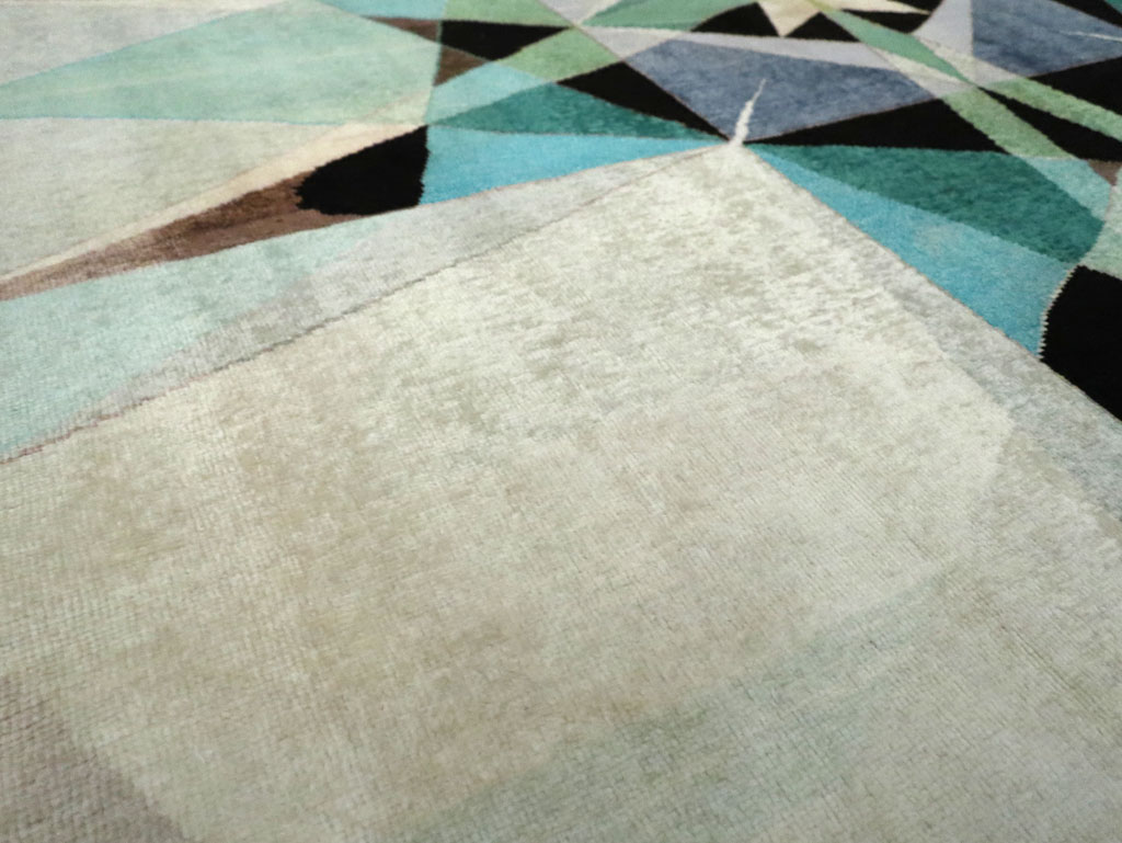 Vintage Persian Kashan Art Deco Carpet, No.24818 - Staging