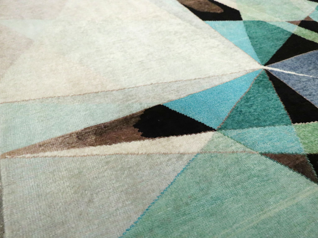 Vintage Persian Kashan Art Deco Carpet, No.24818 - Staging