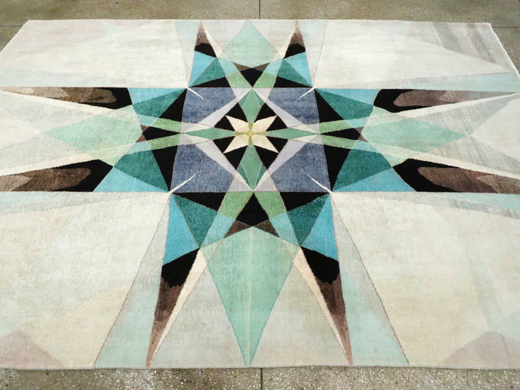 Vintage Persian Kashan Art Deco Carpet, No.24818 - Staging