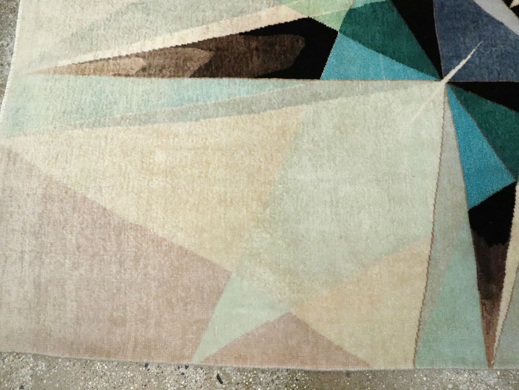 Vintage Persian Kashan Art Deco Carpet, No.24818 - Staging