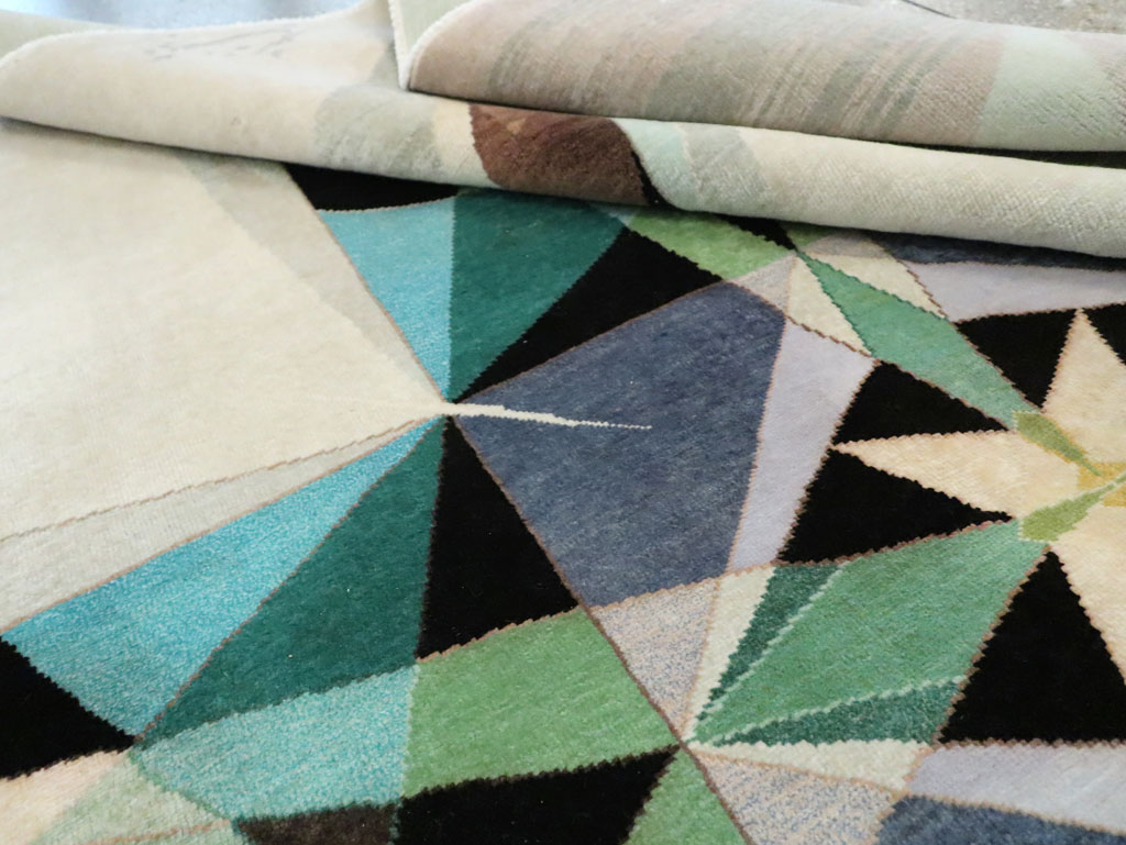 Vintage Persian Kashan Art Deco Carpet, No.24818 - Staging