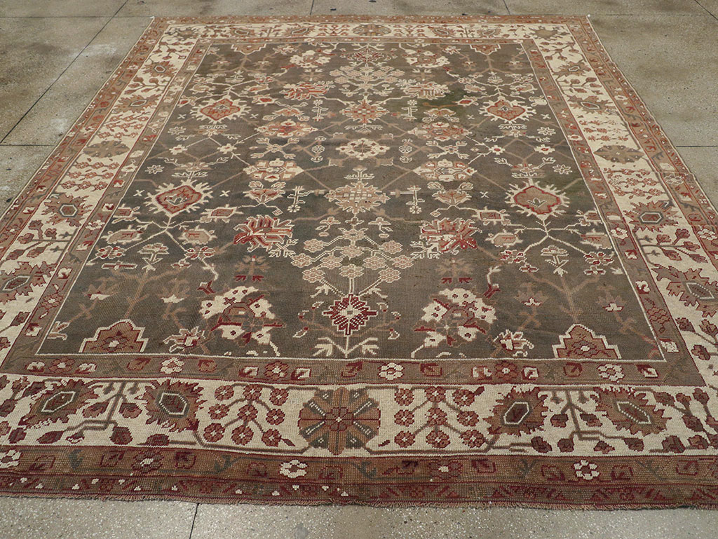Antique Turkish Oushak Carpet, No.24821 - Staging