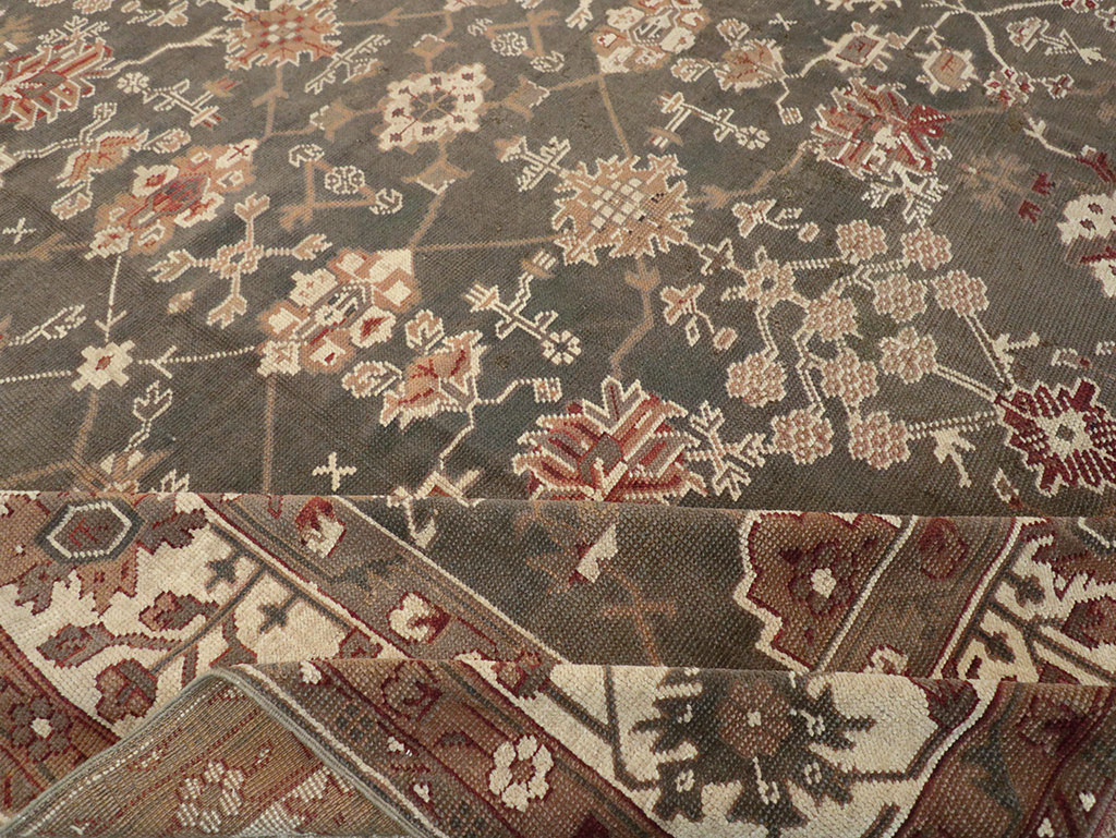 Antique Turkish Oushak Carpet, No.24821 - Staging