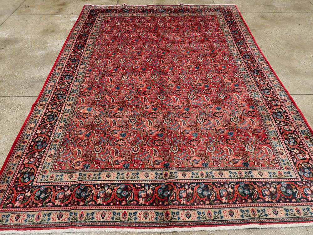 Vintage Persian Mashad Carpet, No.24825 - Staging