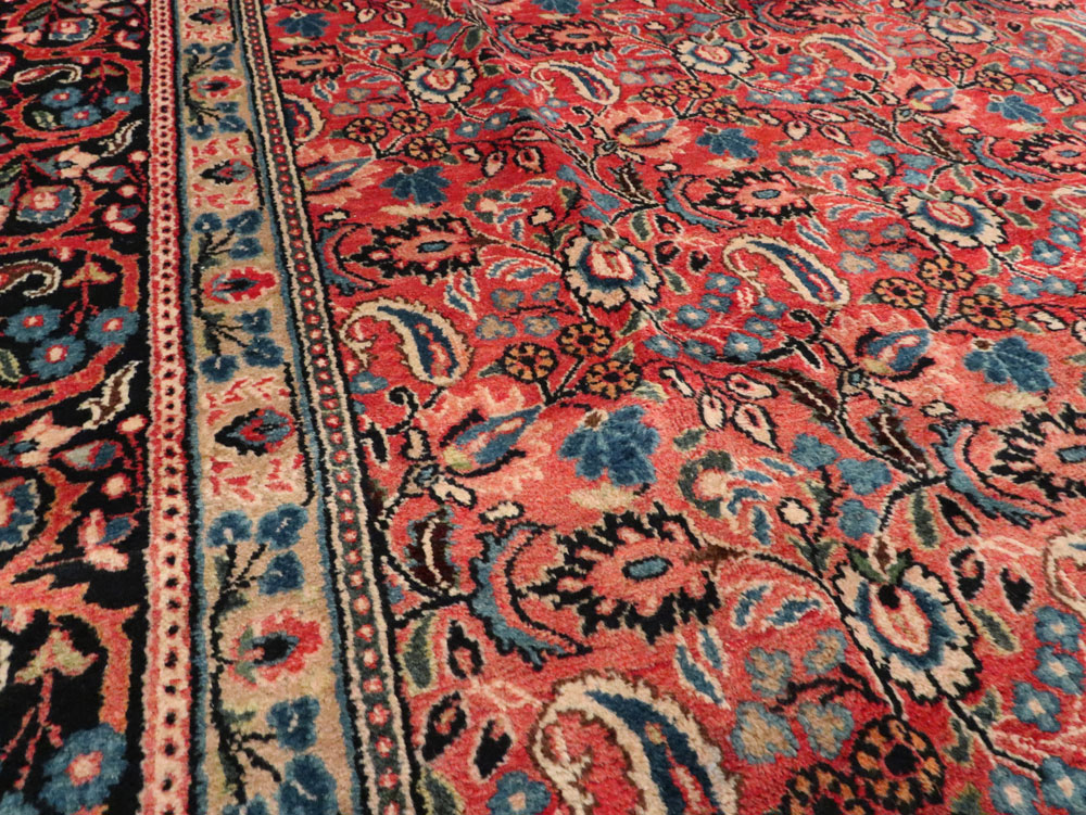 Vintage Persian Mashad Carpet, No.24825 - Staging