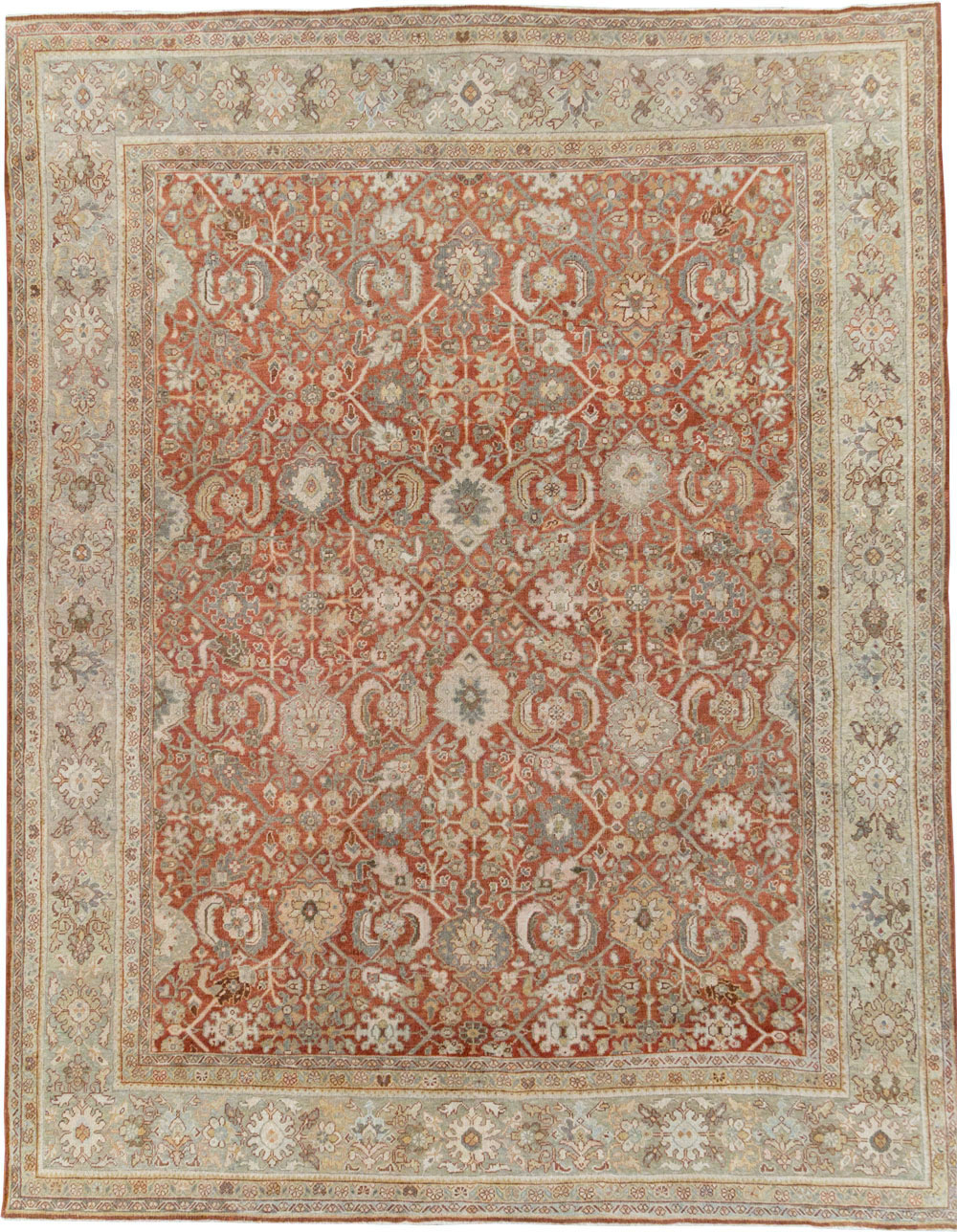 Antique Persian Mahal Room Size Carpet, No.24847 - Staging