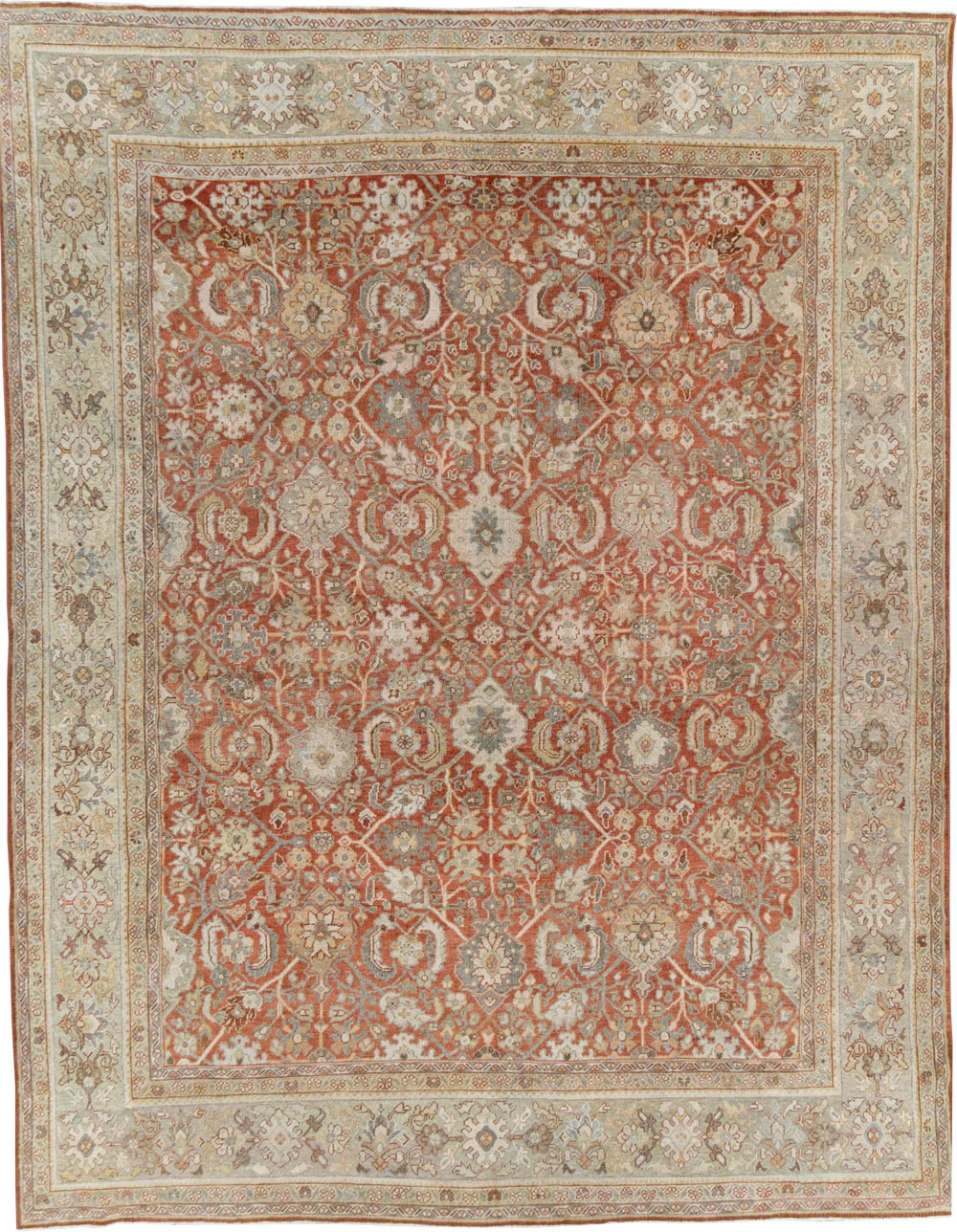 Antique Persian Mahal Room Size Carpet, No.24847 - Staging