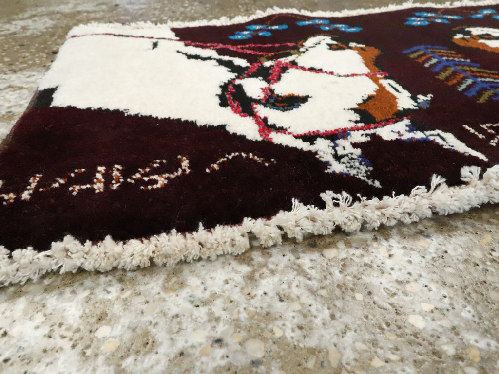 Vintage Persian Baluch Pictorial Rug, No.24892 - Staging