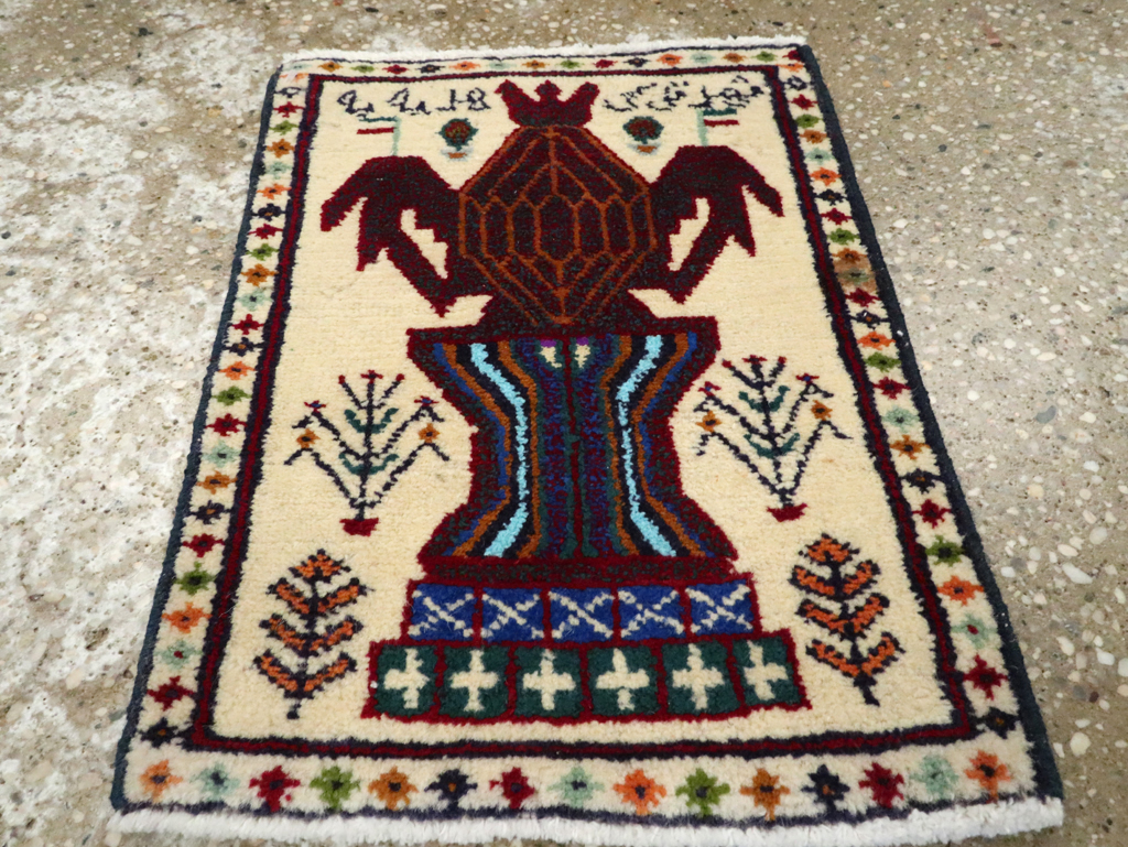 Vintage Persian Pictorial Baluch Rug (Pair: 1 of 2), No.24896 - Staging