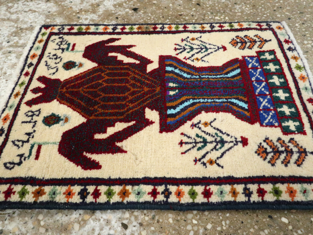 Vintage Persian Pictorial Baluch Rug (Pair: 1 of 2), No.24896 - Staging