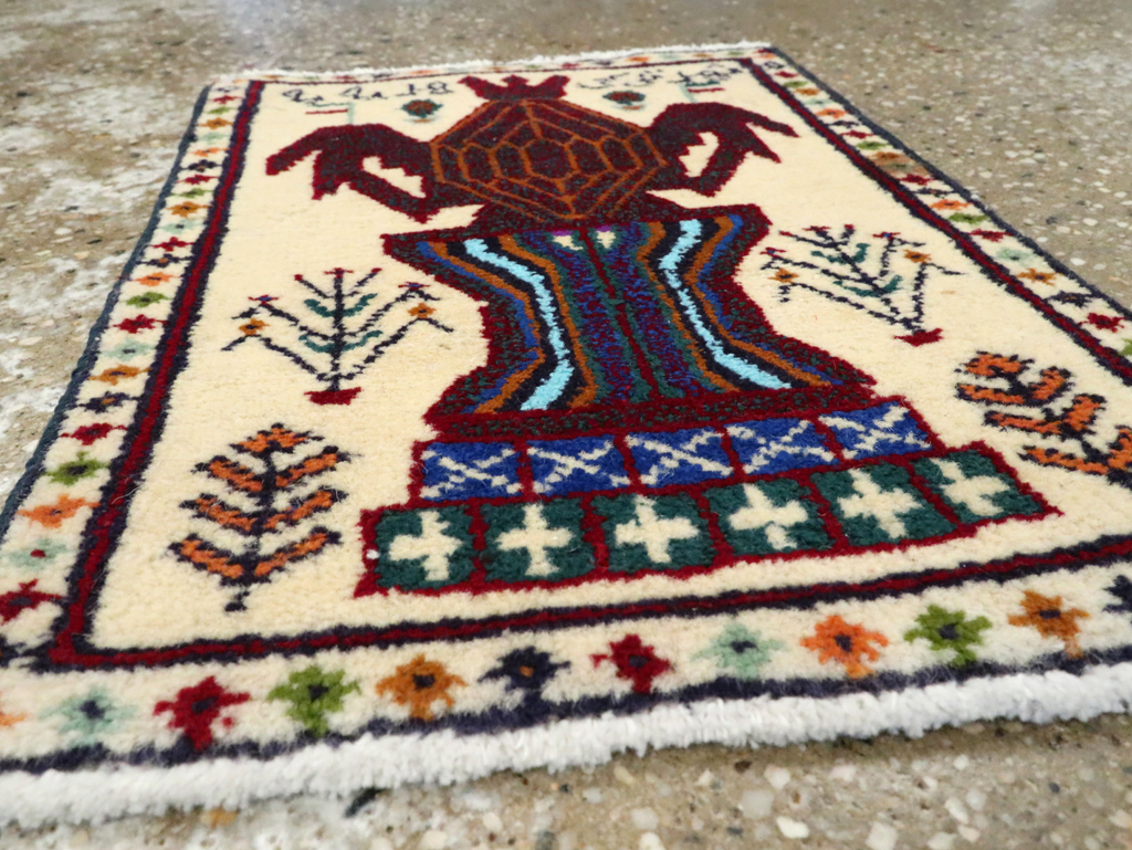 Vintage Persian Pictorial Baluch Rug (Pair: 1 of 2), No.24896 - Staging