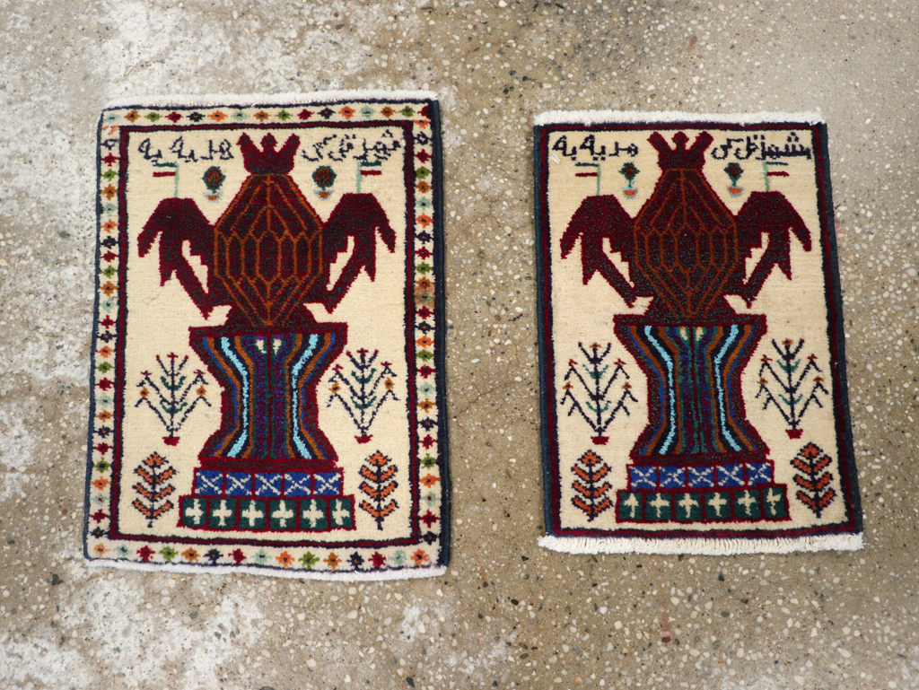 Vintage Persian Pictorial Baluch Rug (Pair: 1 of 2), No.24896 - Staging