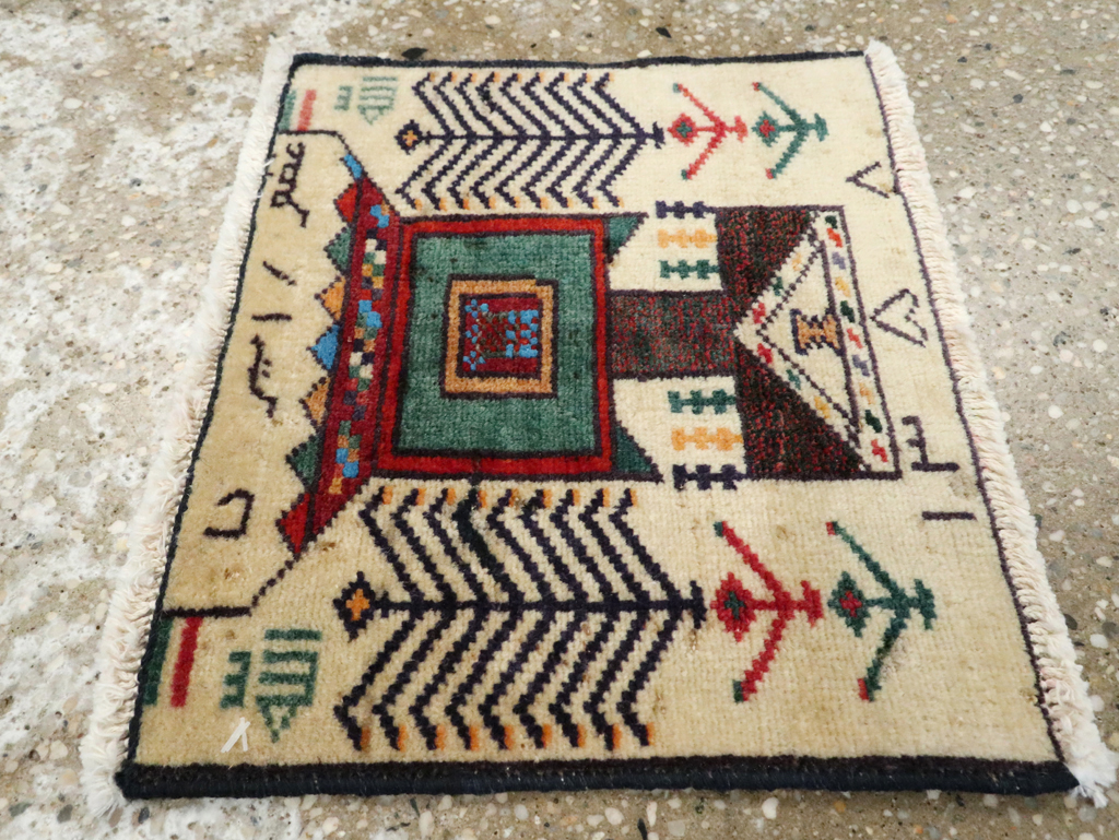 Vintage Persian Baluch Pictorial Rug (Pair: 1 of 2), No.24897 - Staging