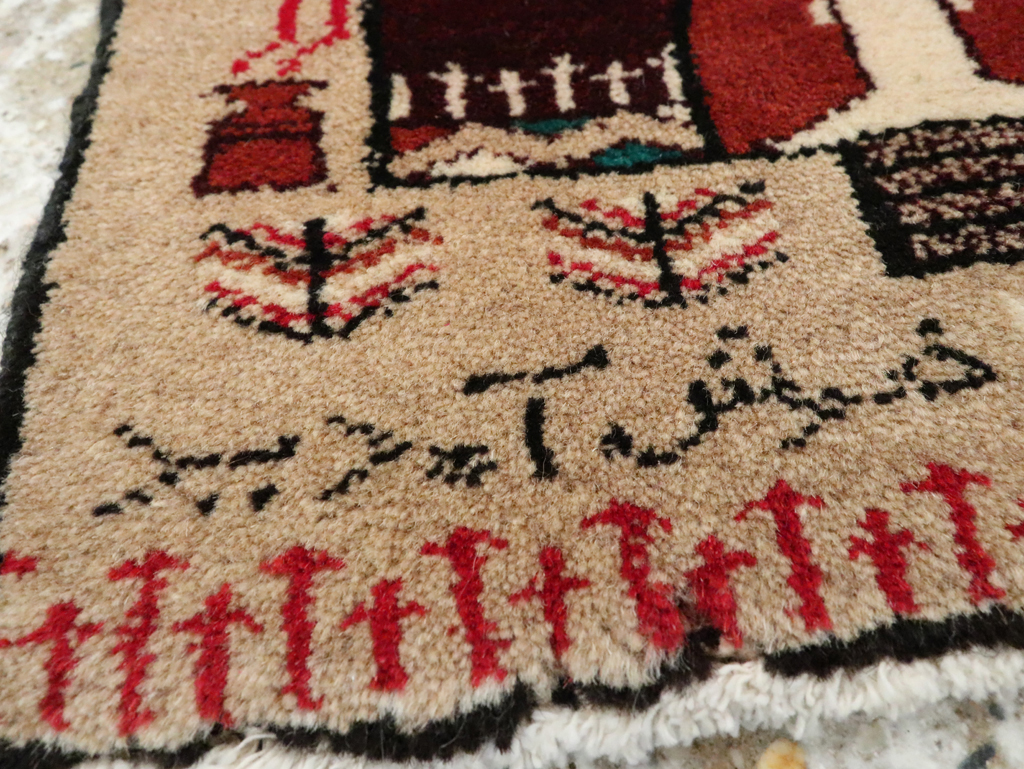 Vintage Persian Baluch Pictorial Rug (Pair: 1 of 2), No.24904 - Staging