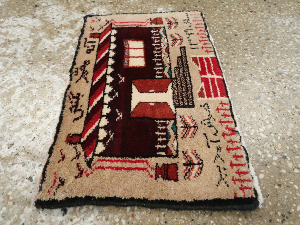 Vintage Persian Baluch Pictorial Rug (Pair: 1 of 2), No.24904 - Staging